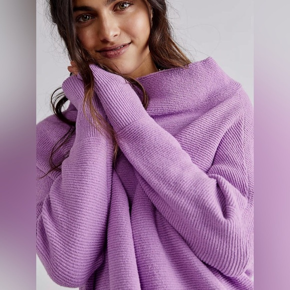 Free People Ottoman Slouchy Sweater Glowing Grape Purple M L XL - Picture 3 of 10